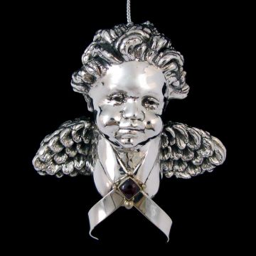 Rebecca Dykstra Cherub With Garnet Sterling Ornament image