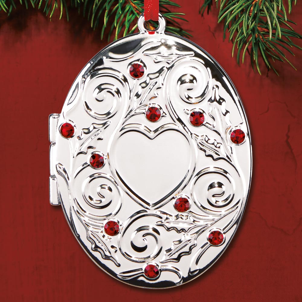 Reed & Barton Holly Berry Locket Silverplate Ornament