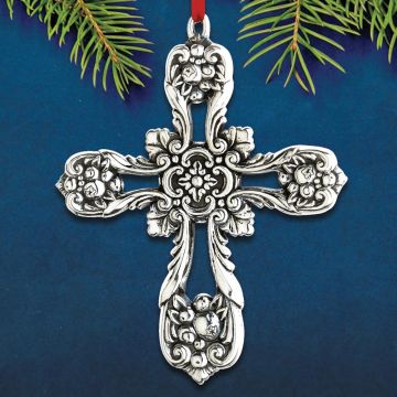 2014 Reed & Barton Francis 1st Pierced Cross 3rd Edition Sterling Ornament image