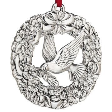 2010 Reed & Barton Williamsburg Wreath with Dove Sterling Ornament image