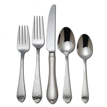 Reed & Barton Hammered Antique 5 Piece Stainless Steel Place Setting image
