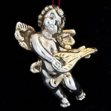 Sam Philipe Cherub with Mandolin Sterling Ornament