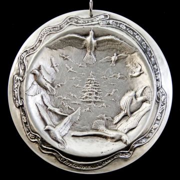 1988 Sculpture Workshop Christmas Doves Sterling Ornament image
