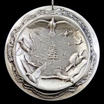 1988 Sculpture Workshop Christmas Doves Sterling Ornament