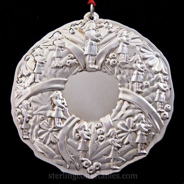 2001 Towle Wreath Eleven Pipers Pipping Sterling Ornament