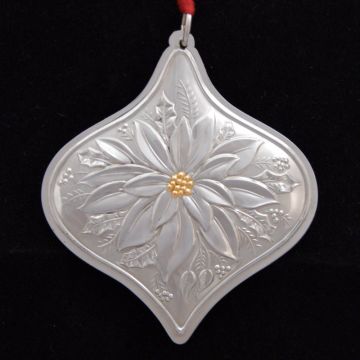 1985 Towle Floral Medallion Poinsettia Sterling & Gold Ornament