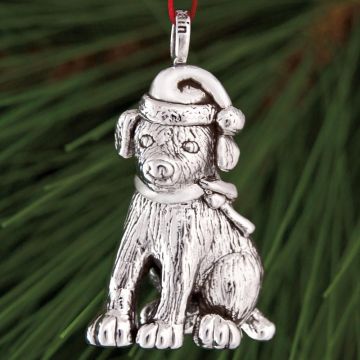 Vilmain Christmas Puppy Mini Sterling Ornament