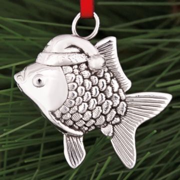 Vilmain Santa Fish Mini Sterling Ornament