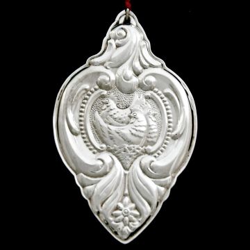 1990 Wallace 12 Day  Three French Hens Sterling Ornament image