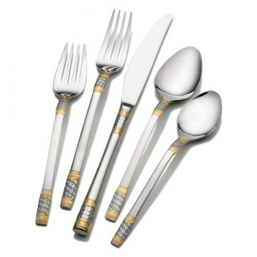 Wallace Corsica Gold Accent 65 Piece Stainless Steel Flatware Set image