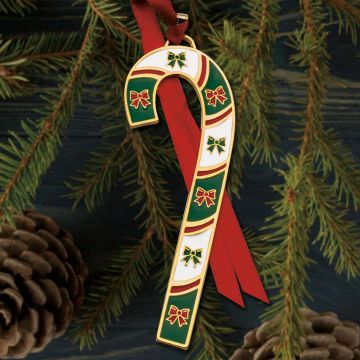 2018 Wallace Candy Cane 38th Edition Goldplate & Enamel Ornament image