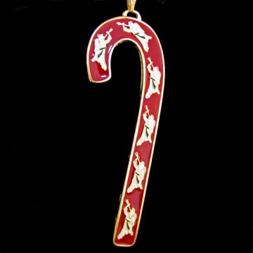 1992 Wallace Candy Cane Goldplate Ornament with gift box image