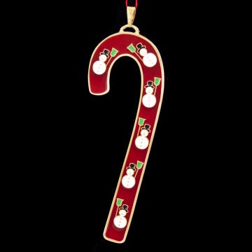 1993 Wallace Candy Cane Enamel & Goldplate Ornament