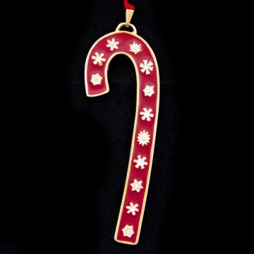 2001 Wallace Candy Cane Goldplate & Enamel Ornament image